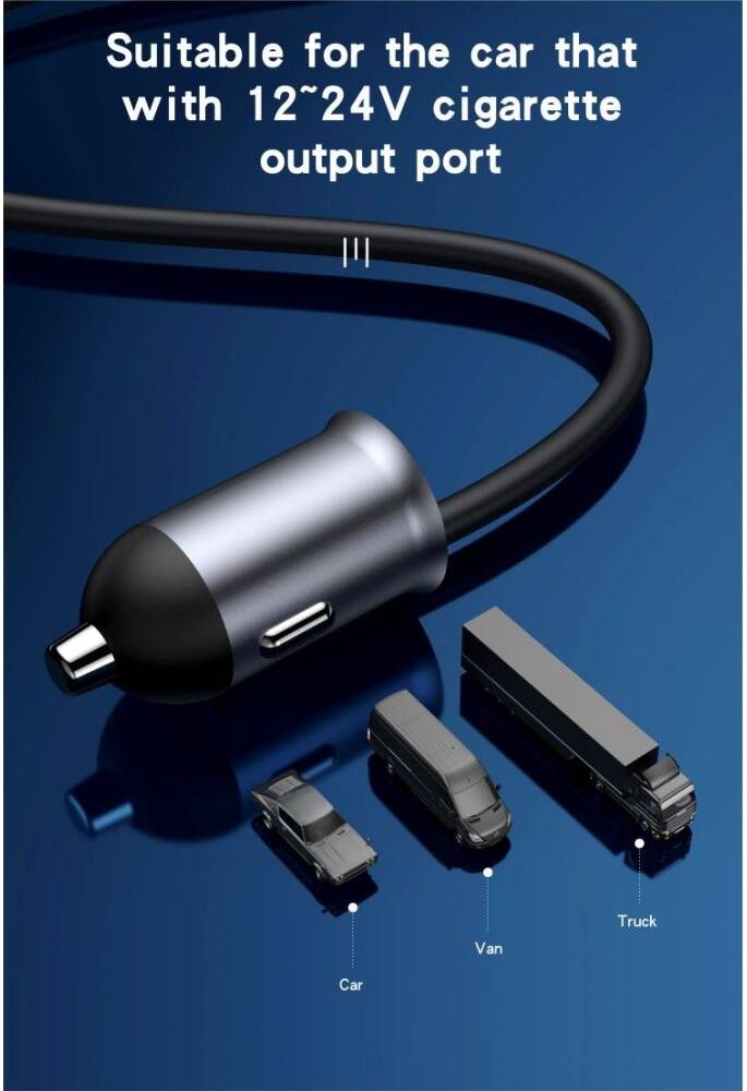 Yesido Y53, 97W Extended Car Charger, 3x USB Port And 2x USB-C Port, 1.5 M Extension Yesido Y53, 97W Extended Car Charger, 3x USB Port And 2x USB-C Port, 1.5 M Extension